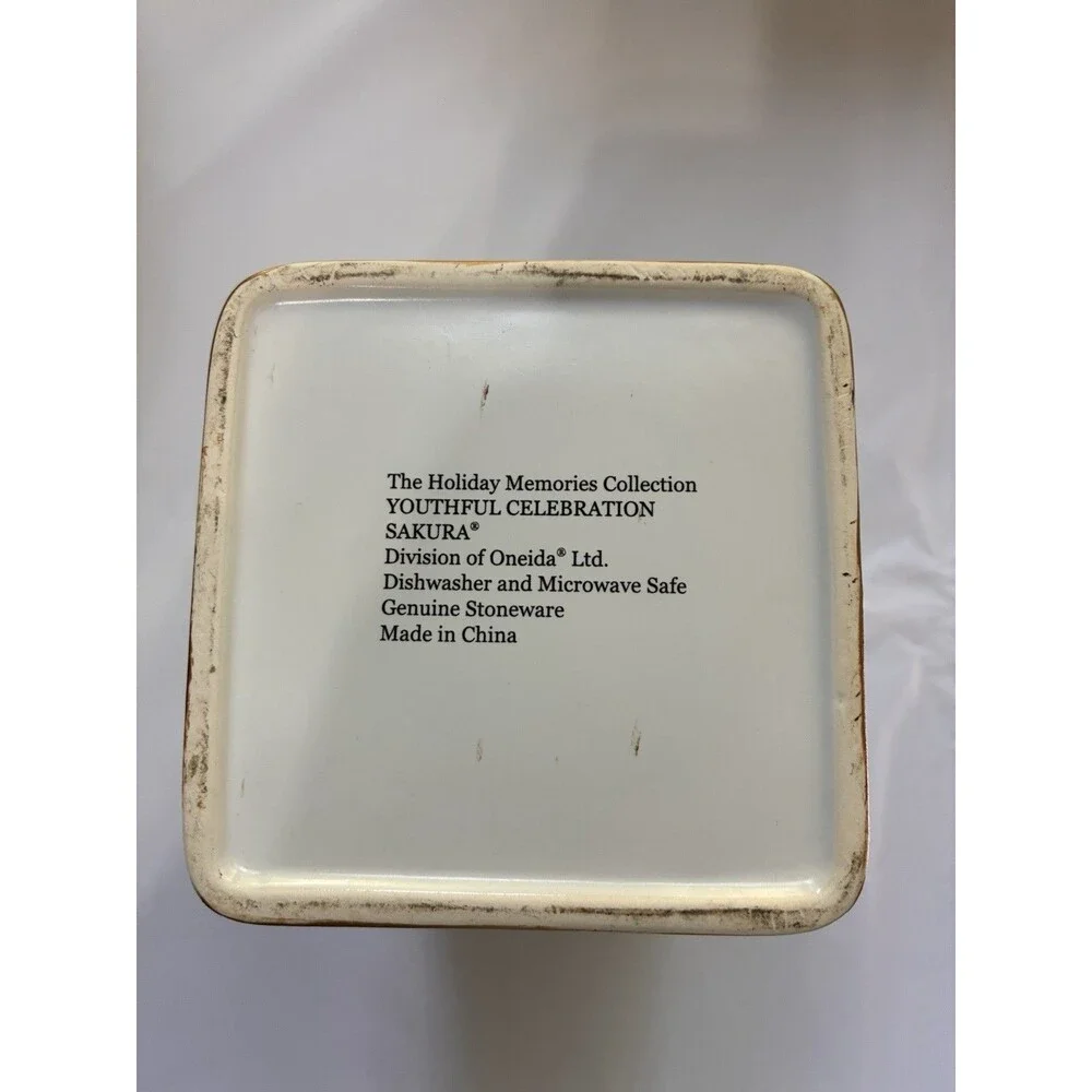 Vintage Oneida Sakura Holiday Memories Ceramic Stoneware Canister
